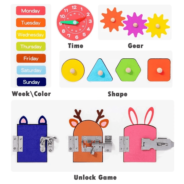 Open Sesame Busy Lock Board - Wooden