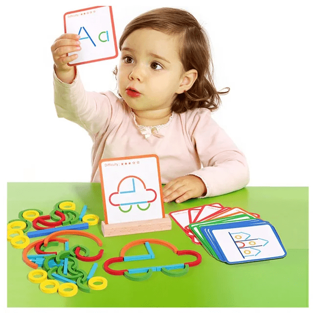 Sticks and Rings - Wooden Pattern Matching Puzzle