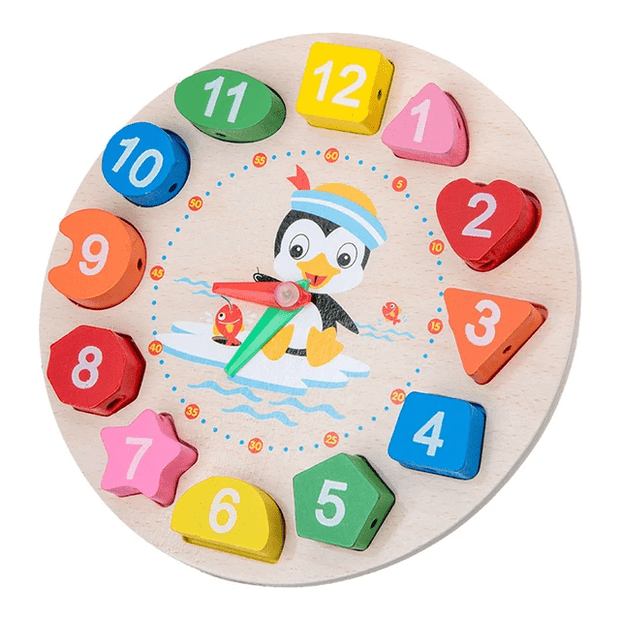 Shape Sorter Wooden Clock with lacing
