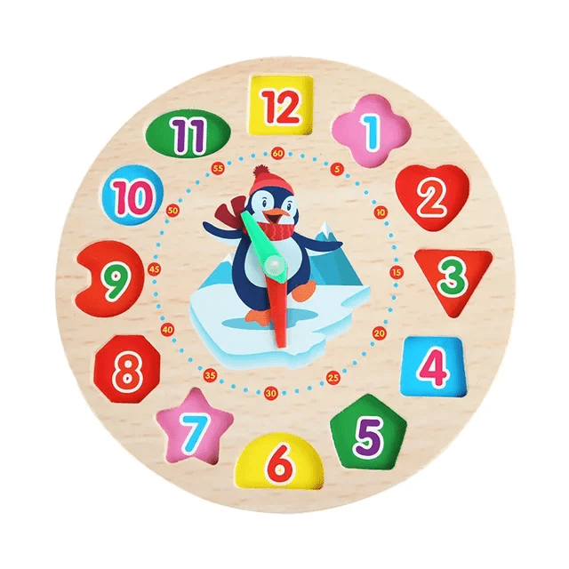 Shape Sorter Wooden Clock with lacing