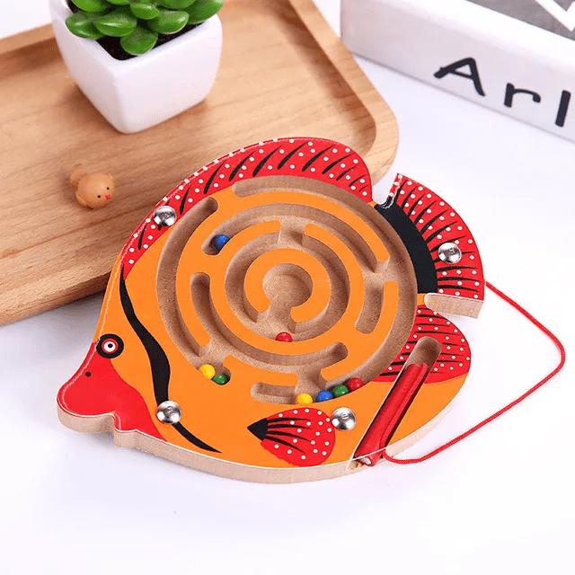 Wooden Maze with Magnetic Stick