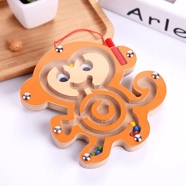 Wooden Maze with Magnetic Stick