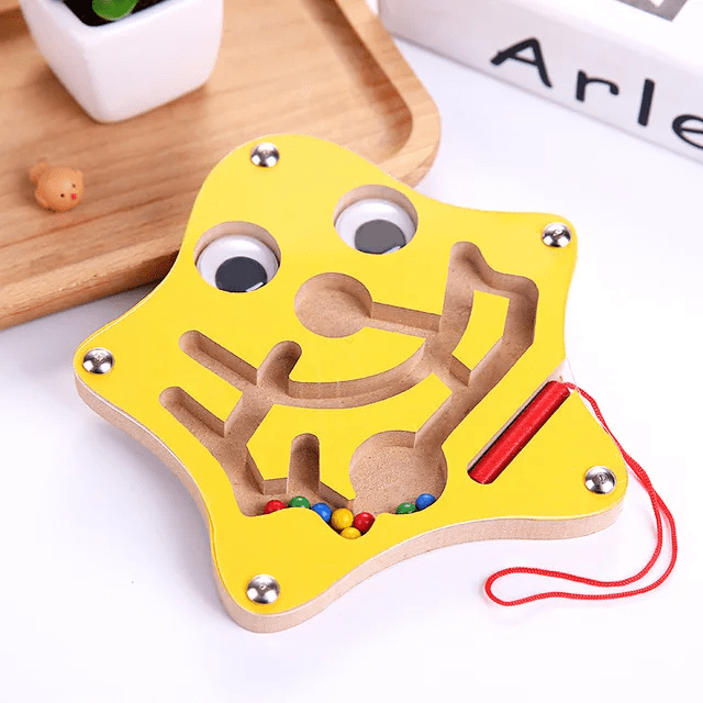Wooden Maze with Magnetic Stick