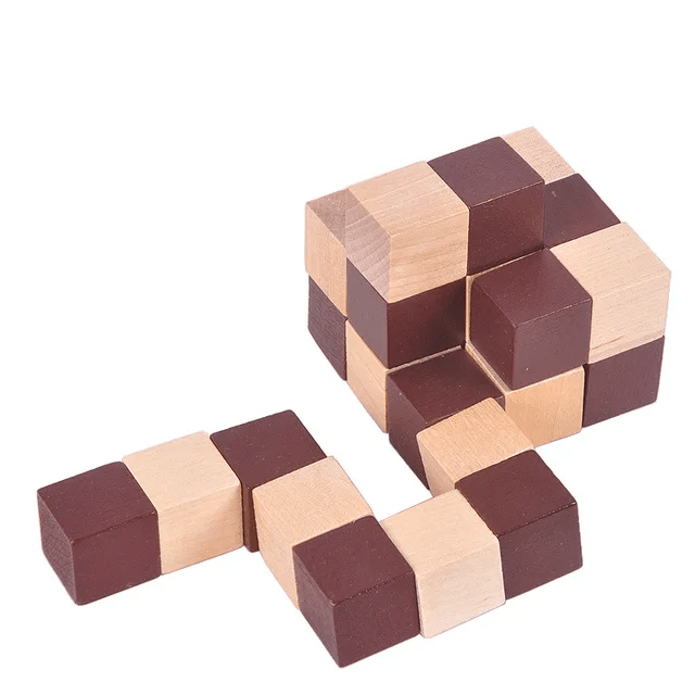 Snake Cube Puzzle - Wooden Shapeshifter