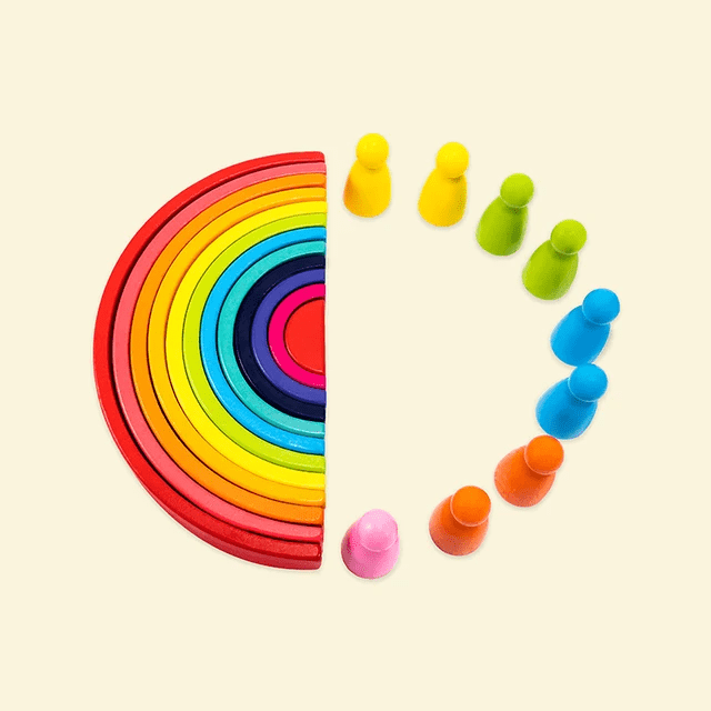 Wooden Rainbow Building Blocks - Full Set