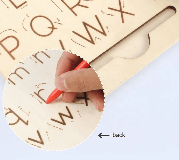 Wooden English Alphabet tracing board - Front and back