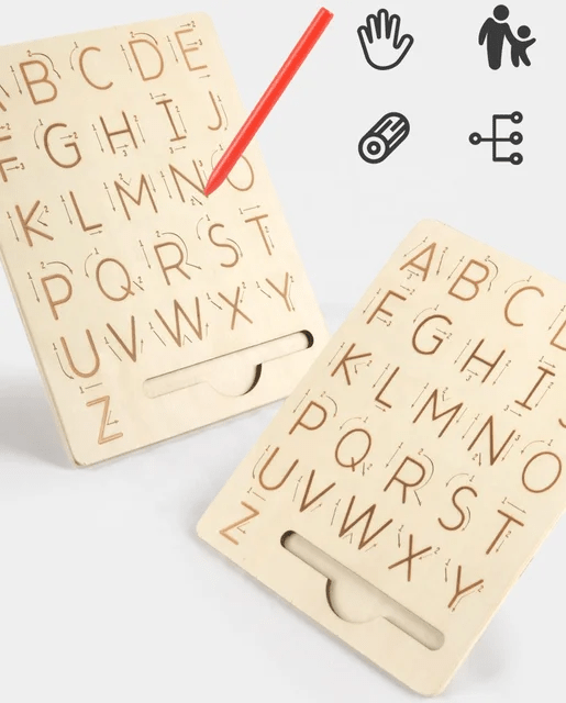 Wooden English Alphabet tracing board - Front and back