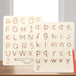 Double-sided wooden alphabet letter tracing board 18x22.5cm with uppercase and lowercase A to Z engraved grooves and red stylus pen for kids aged 3 and above