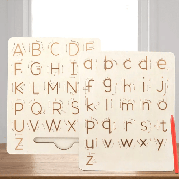 Wooden English Alphabet tracing board - Front and back