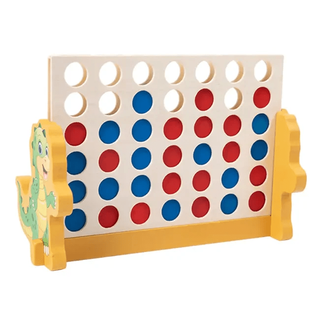 Connect 4 game with Dino Stand - Wooden