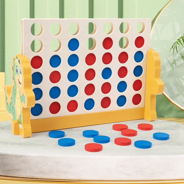 Connect 4 game with Dino Stand - Wooden