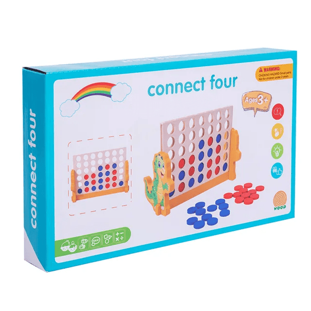 Connect 4 game with Dino Stand - Wooden