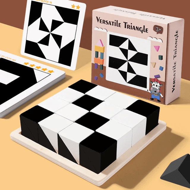 Hiding Blocks - Wooden Black & White Pattern Matching