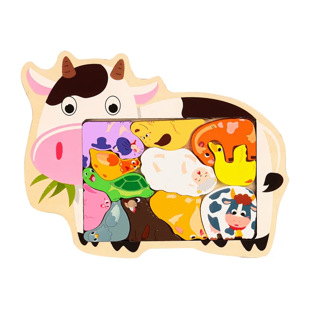 Fitted Design Tray Puzzle with Wooden Stacking Block