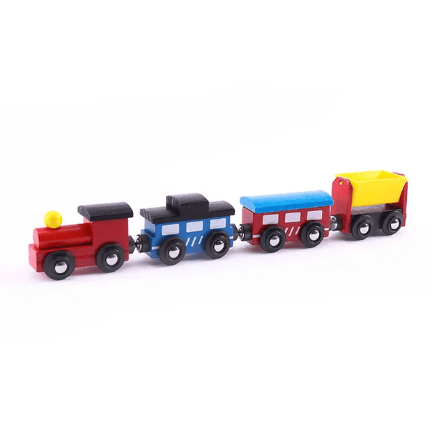 Wooden Magnetic Train Set for Kids - 4 Piece Train Pack