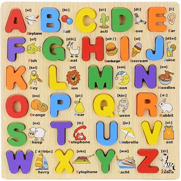 Alphabets with Names Capital Letters - Wooden Board