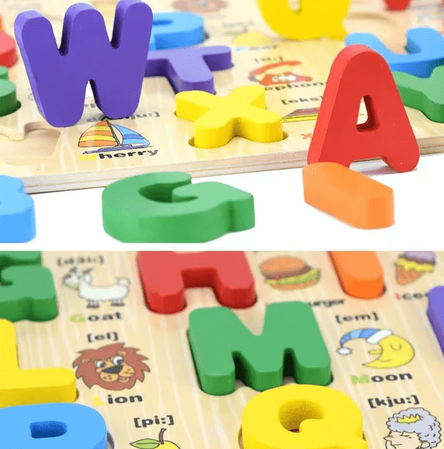 Alphabets with Names Capital Letters - Wooden Board