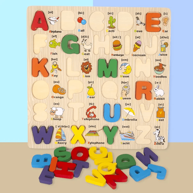 Alphabets with Names Capital Letters - Wooden Board