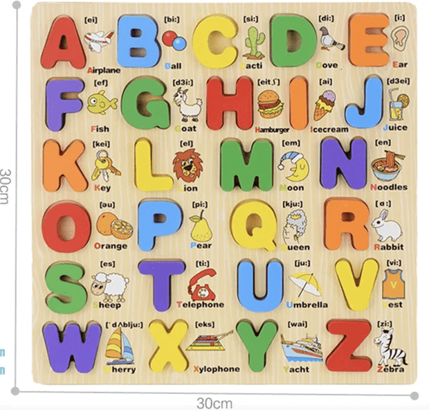 Alphabets with Names Capital Letters - Wooden Board