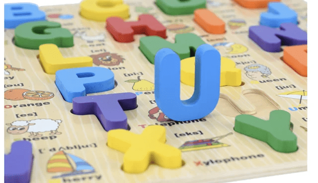 Alphabets with Names Capital Letters - Wooden Board