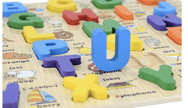 Alphabets with Names Capital Letters - Wooden Board