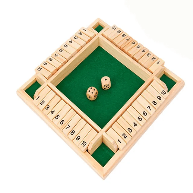 Shut The Box Dice Game - 4 Player - Wooden