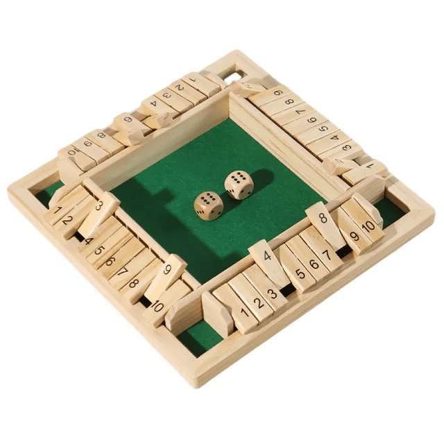 Shut The Box Dice Game - 4 Player - Wooden