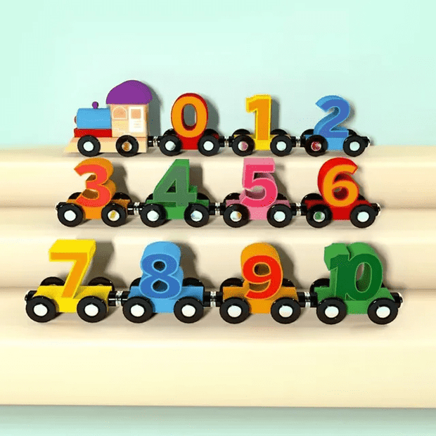 Wooden Magnetic Digital Number cars