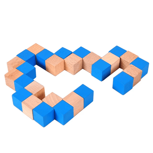 Snake Cube Puzzle - Wooden Shapeshifter