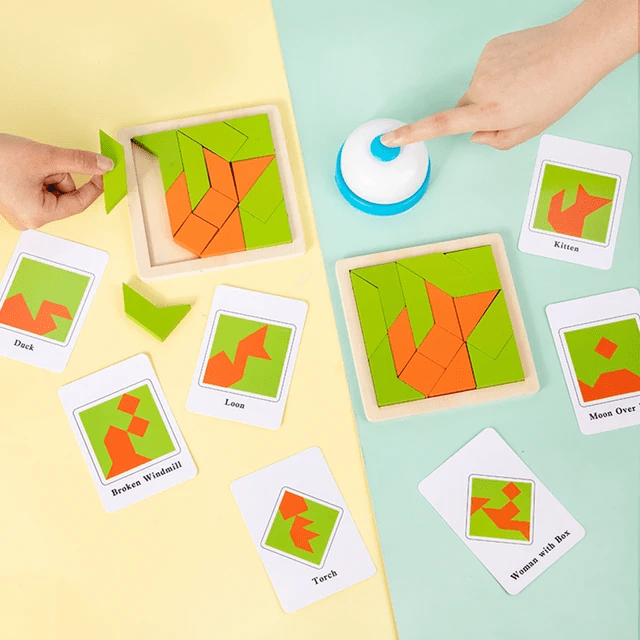 Tangram Battle - Wooden 2 Player Game