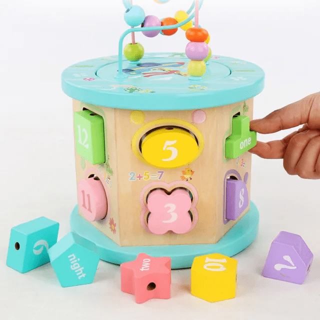 Wooden 6 in 1 Six Sided Intelligence Box Beads - Multifunctional