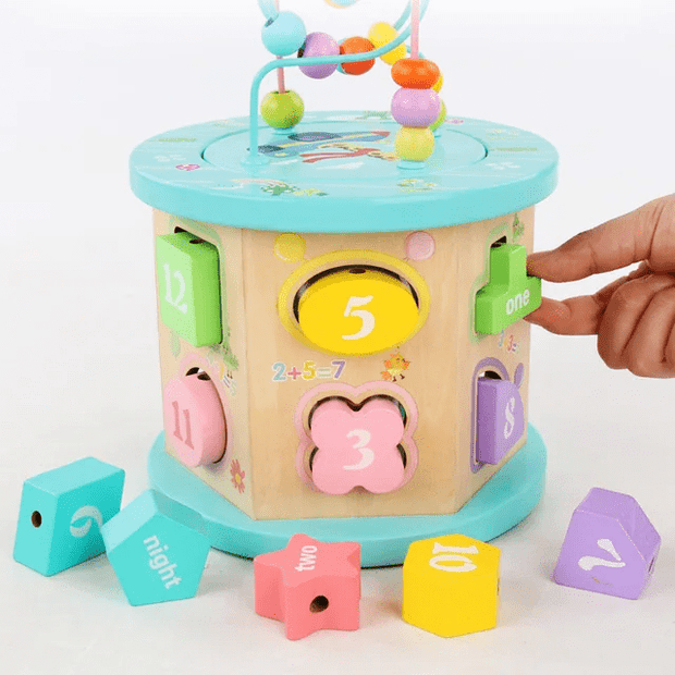 Wooden 6 in 1 Six Sided Intelligence Box Beads - Multifunctional