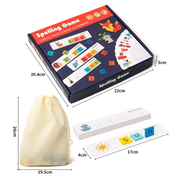 Wooden Spelling Game with Cards and Alphabets