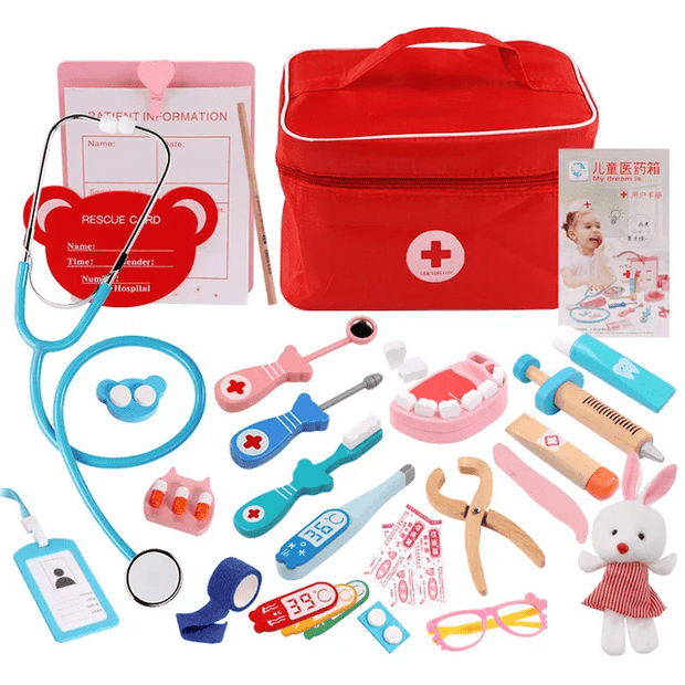 Wooden Doctor Set with Kit Bag