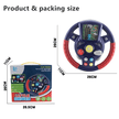 Interactive kids steering wheel pretend play toy with engine sounds siren lights horn and suction cups for toddlers aged 2 and above