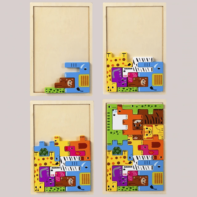 Wooden 3D Theme Tetris Puzzle