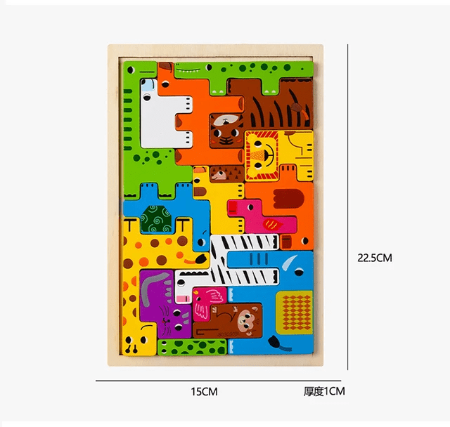 Wooden 3D Theme Tetris Puzzle