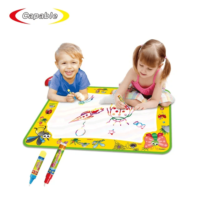 Large reusable water doodle mat 19 x 29 inches with water pens for mess-free drawing and creative play for kids aged 3 and above