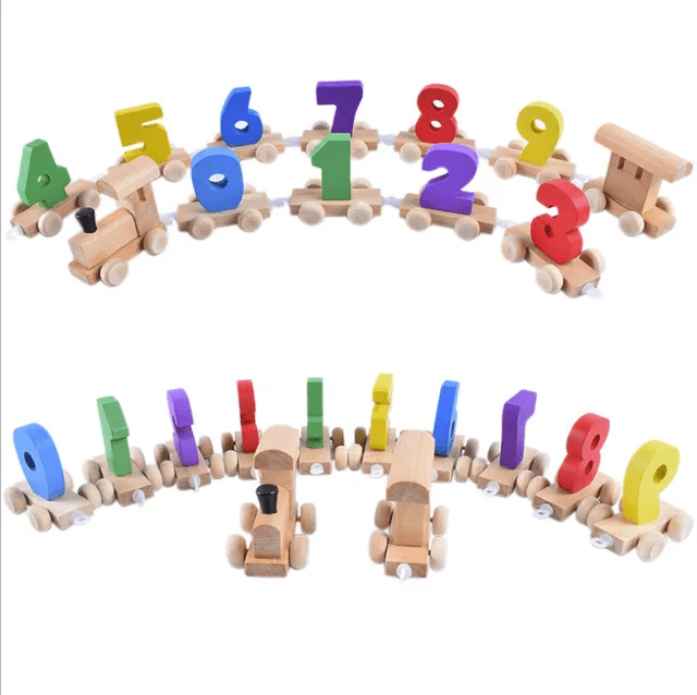 Hooked Wooden Train With Numbers - Small
