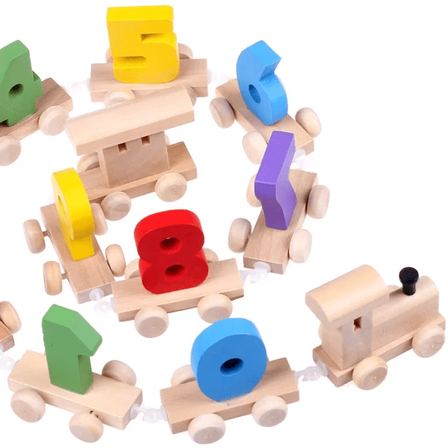 Hooked Wooden Train With Numbers - Small