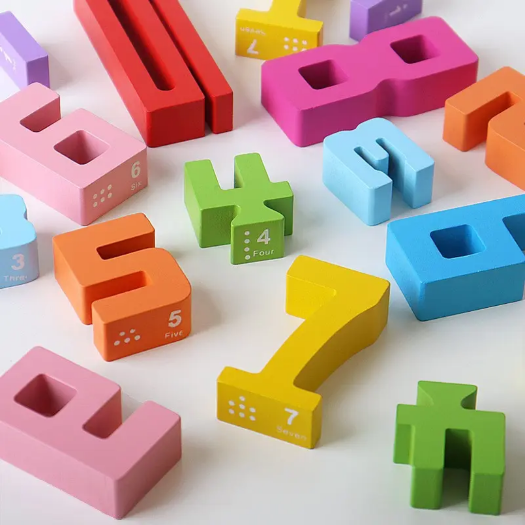 Wooden Number Building Blocks & Balancing