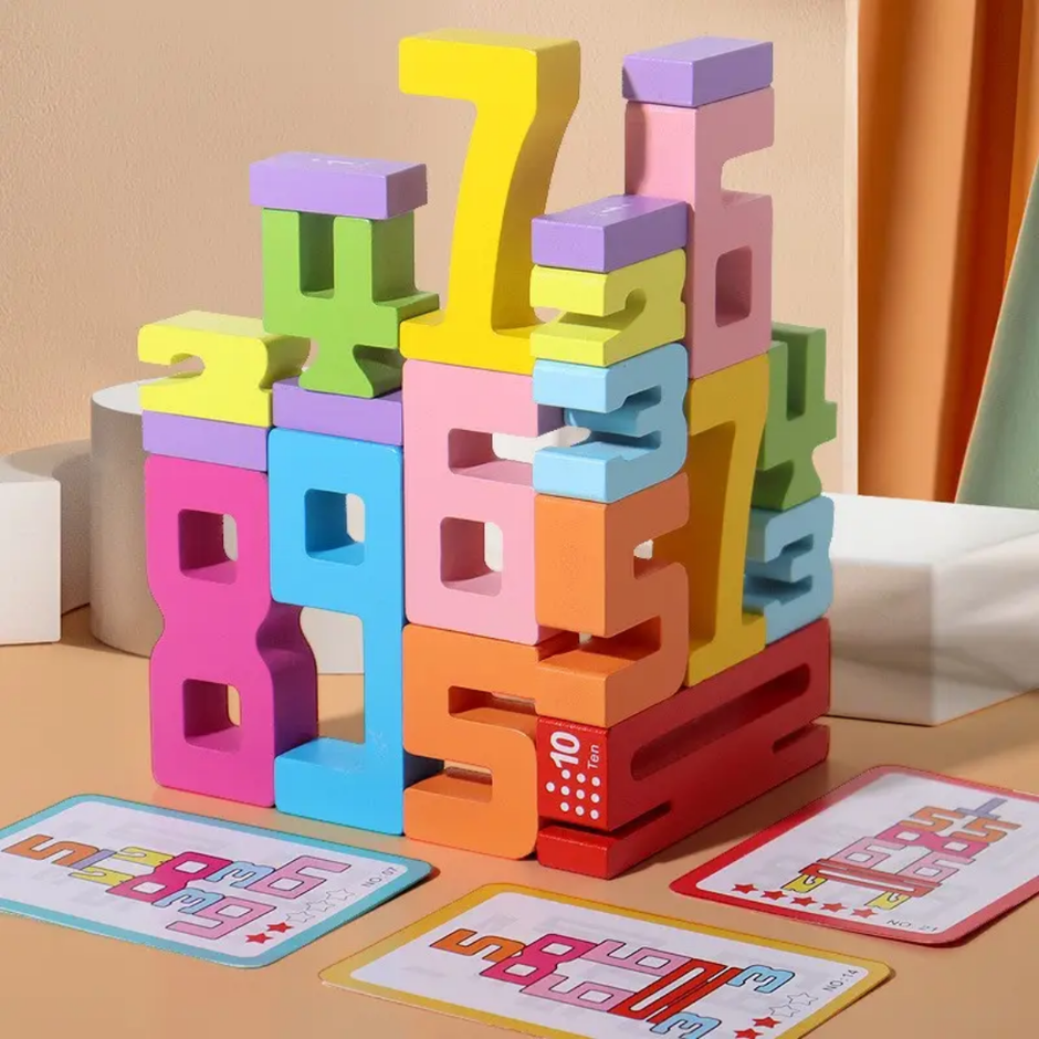 Wooden Number Building Blocks & Balancing