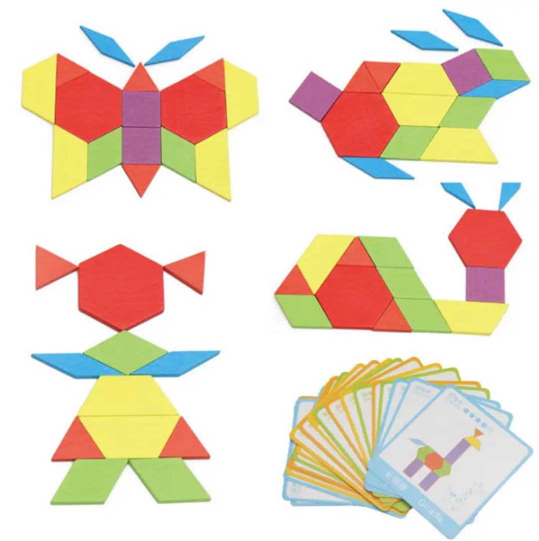 130 Pcs Pattern Block Puzzle - Wooden