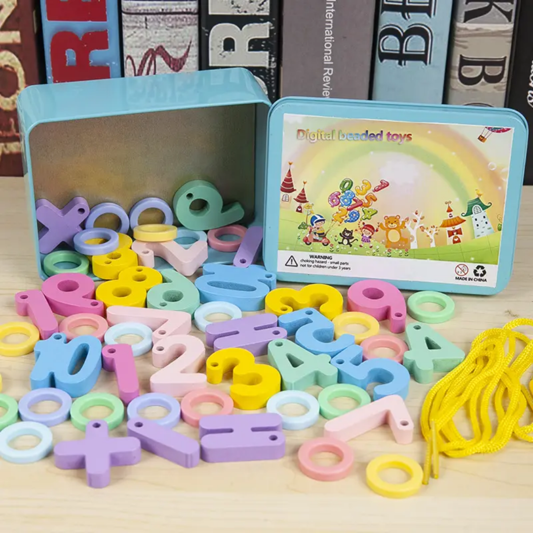 Beaded Toy - Tin Box Alphabets / Numbers