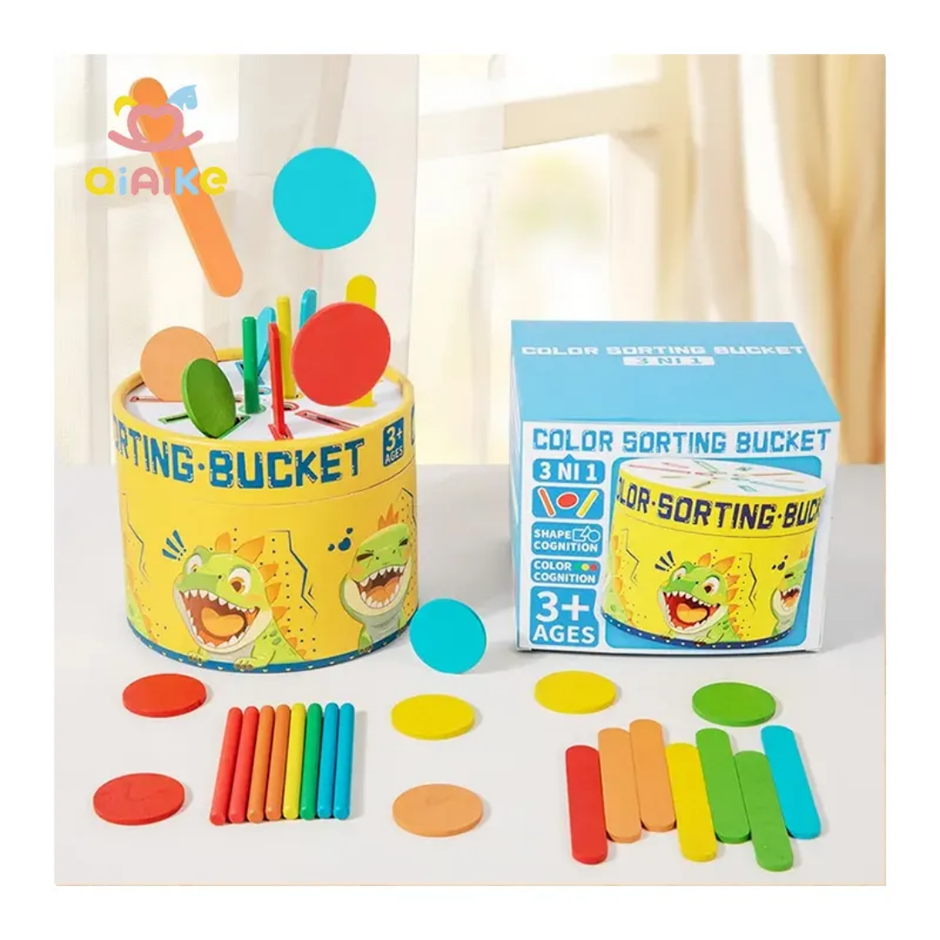 Colour Sorting Bucket 3 in 1 - Wooden