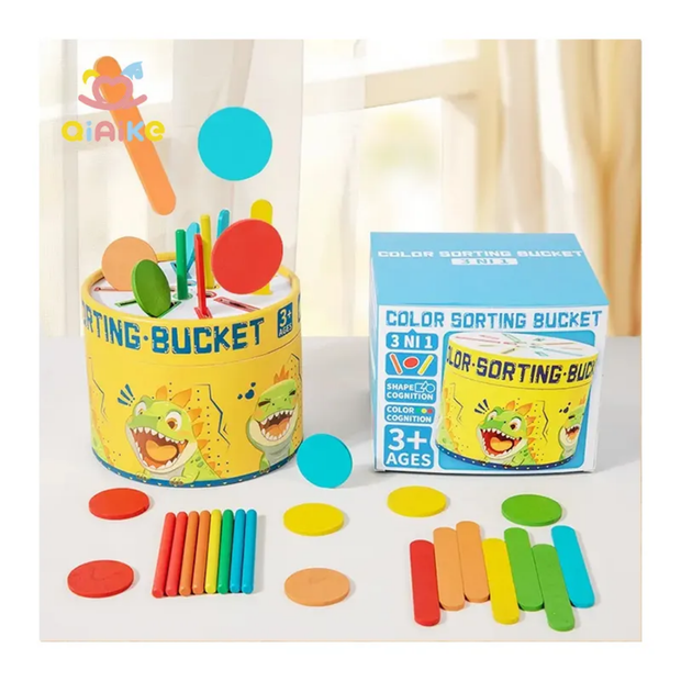 Colour Sorting Bucket 3 in 1 - Wooden