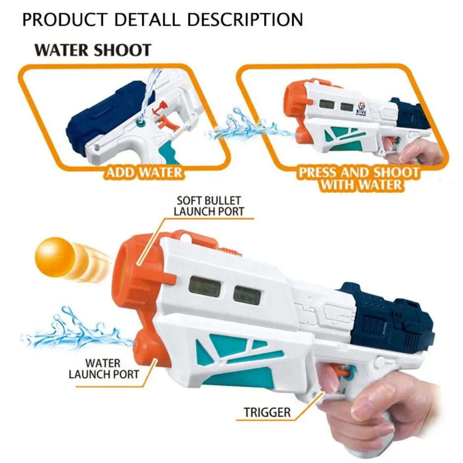 2 in 1 Magic Gun - Softball and Water Shoot