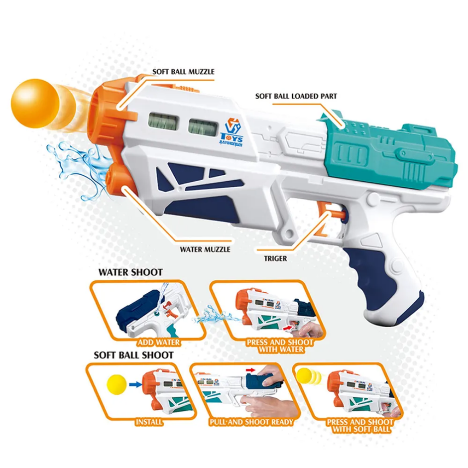 2 in 1 Magic Gun - Softball and Water Shoot