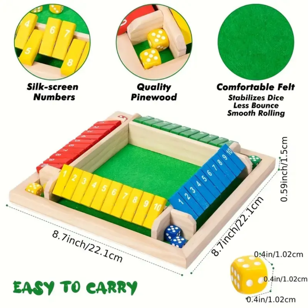 Multi colour Wooden Shut the Box Game