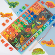 Wooden Dino theme Log Board with Alphabets and Numbers